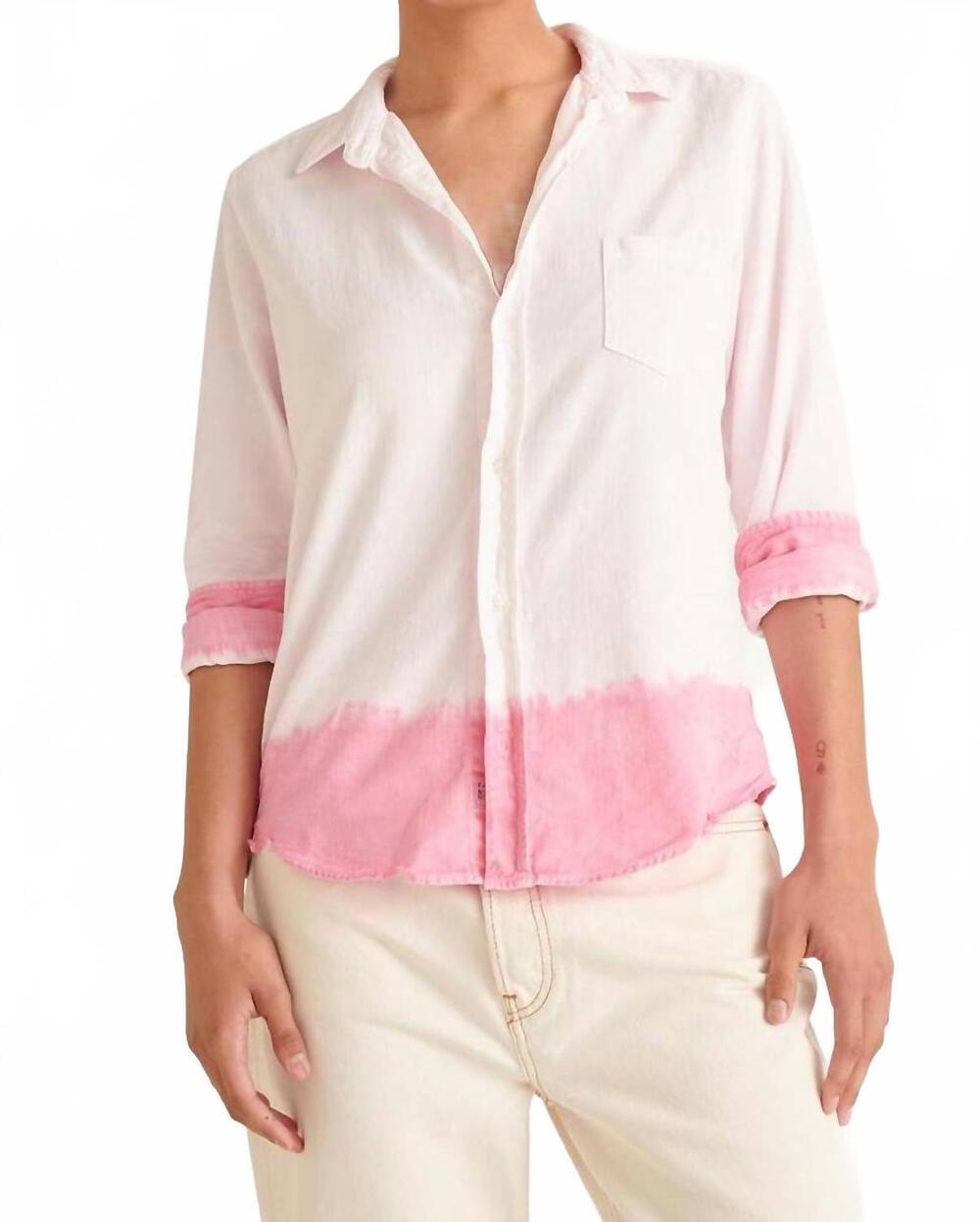 NEW FRANK & EILEEN eileen button-up shirt in pink dip dye